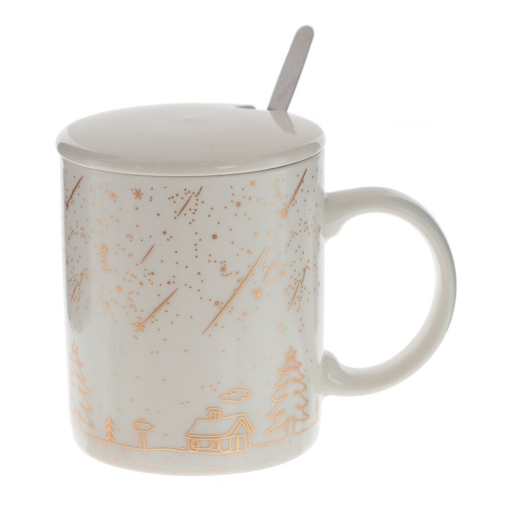 GAEM Кружка с крышкой и ложкой, 300 мл, L12 W8 H10 см, 4в.