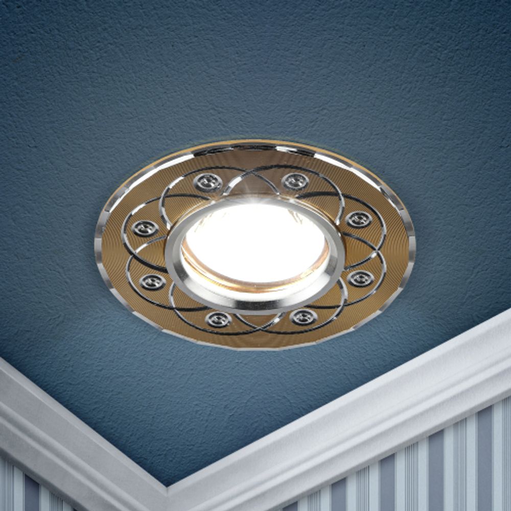 Светильник встраиваемый алюминиевый ЭРА KL40 SL/GD/1 под лампу MR16 GU5.3 золото/серебро | Алюминиевые встраиваемые светильники