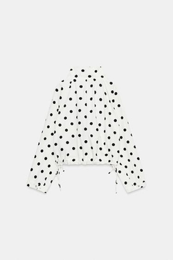 ZARA КУРТКА В ГОРОШЕК, ВАНИЛЬНО-ЧЕРНЫЙ