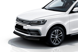 Защита переднего бампера (нержавейка) Zotye Coupa (2013-2023) d57+d57 (черный)