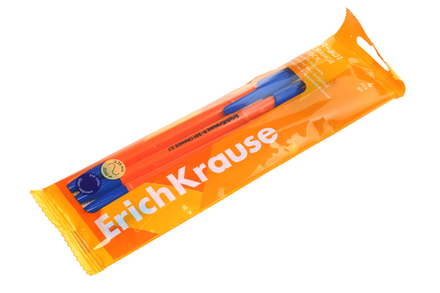 Ручка шариковая R-301 Stick Orange Erich Krause синяя 0.7мм корпус оранжевый пластиковый синие детали набор 4шт цена за шт