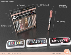 TOOLI-ART Набор акриловых маркеров, 22 маркера Skin Pro Color в ассортименте, 0,7 мм