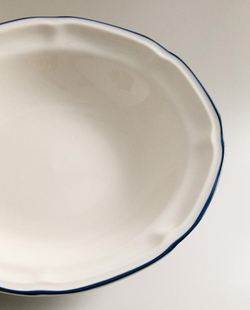 ZARA HOME ГЛУБОКАЯ СУПОВАЯ ТАРЕЛККА С КАЙМОЙ, СИНИЙ