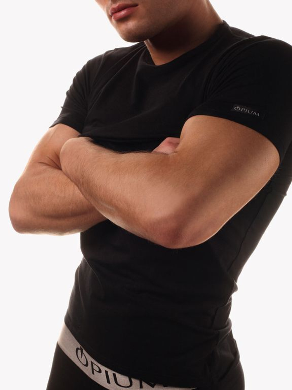 Мужская облегающая футболка с круглым вырезом (Размер: S) (Цвет: ярко-розовый)