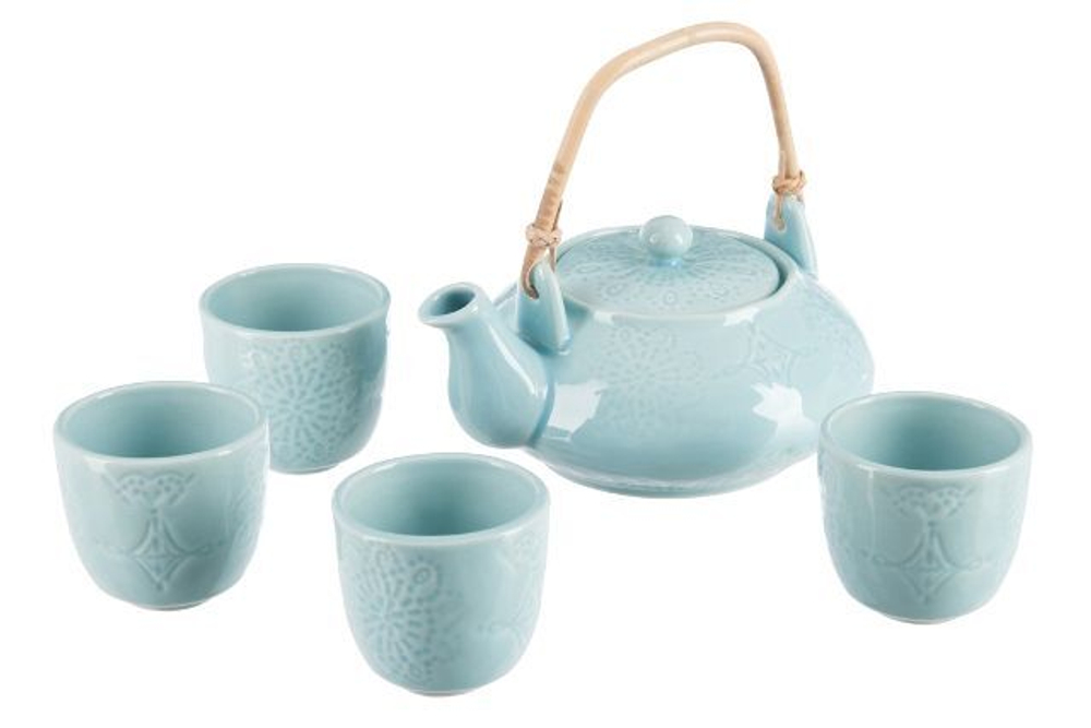 Набор из 4-х бокалов и заварочного чайника "Чаепитие" 18х11х18см