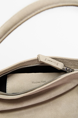 Massimo Dutti Сумка через плечо из натуральной замши, экрю