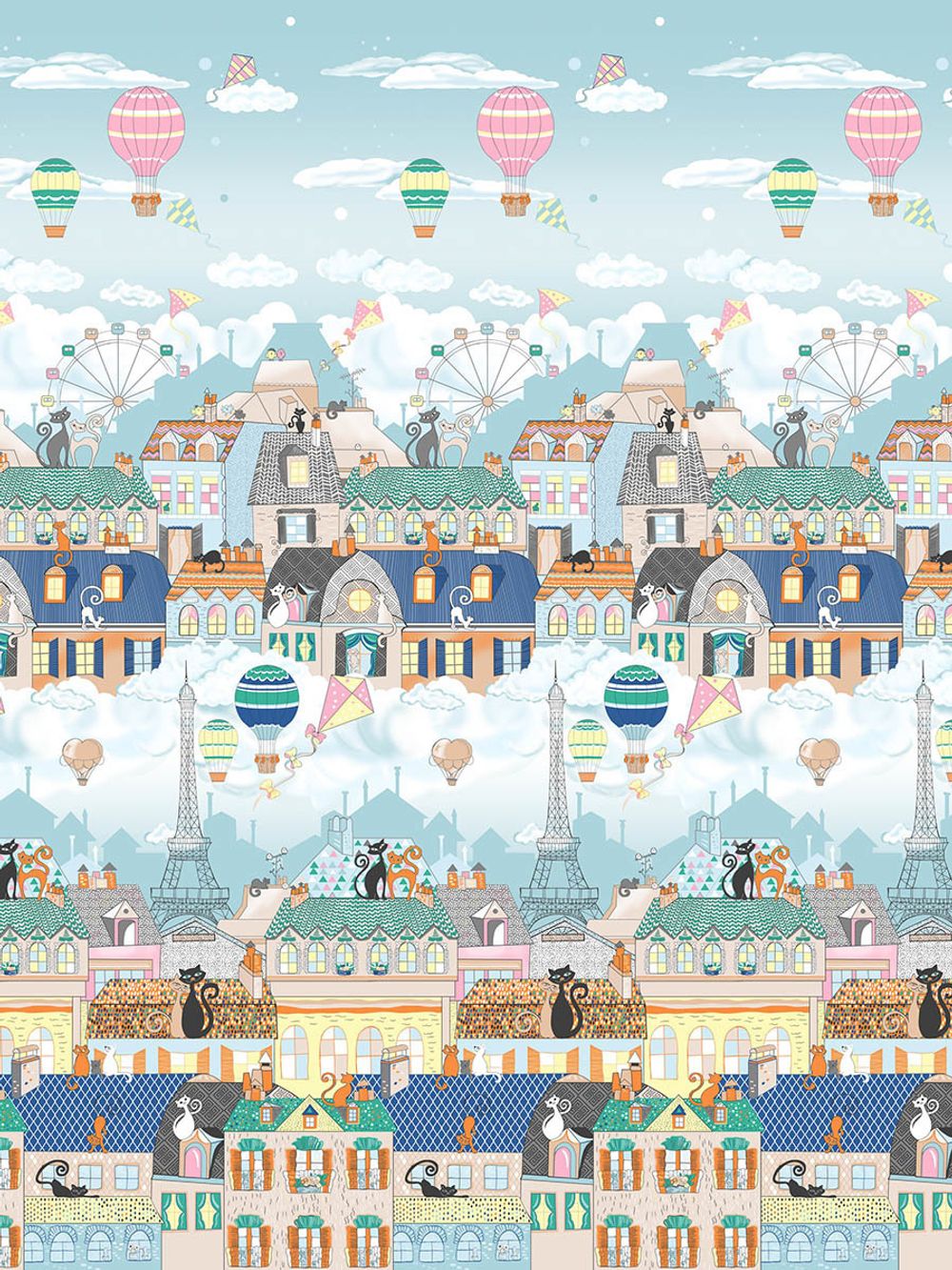 Простынь на резинке Сказка "Париж" 180х200 см, перкаль