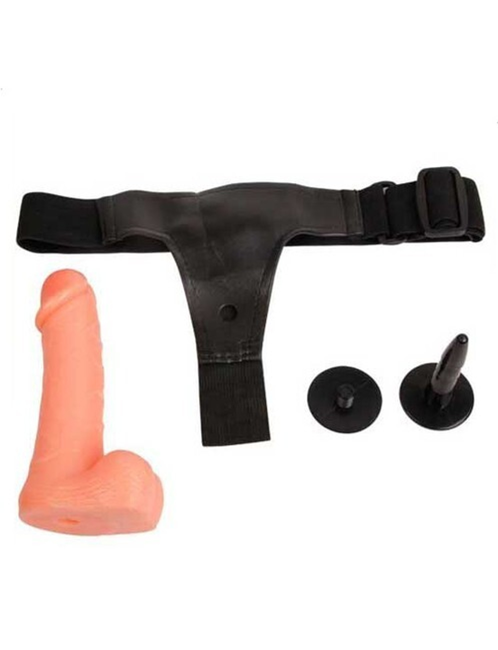 Страпон с реалистичным фаллосом телесного цвета Domina (Цвет: черный с телесным)