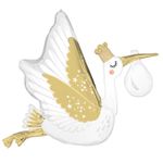 AN Шар фигура Аист  белый сатин (БГ-28)