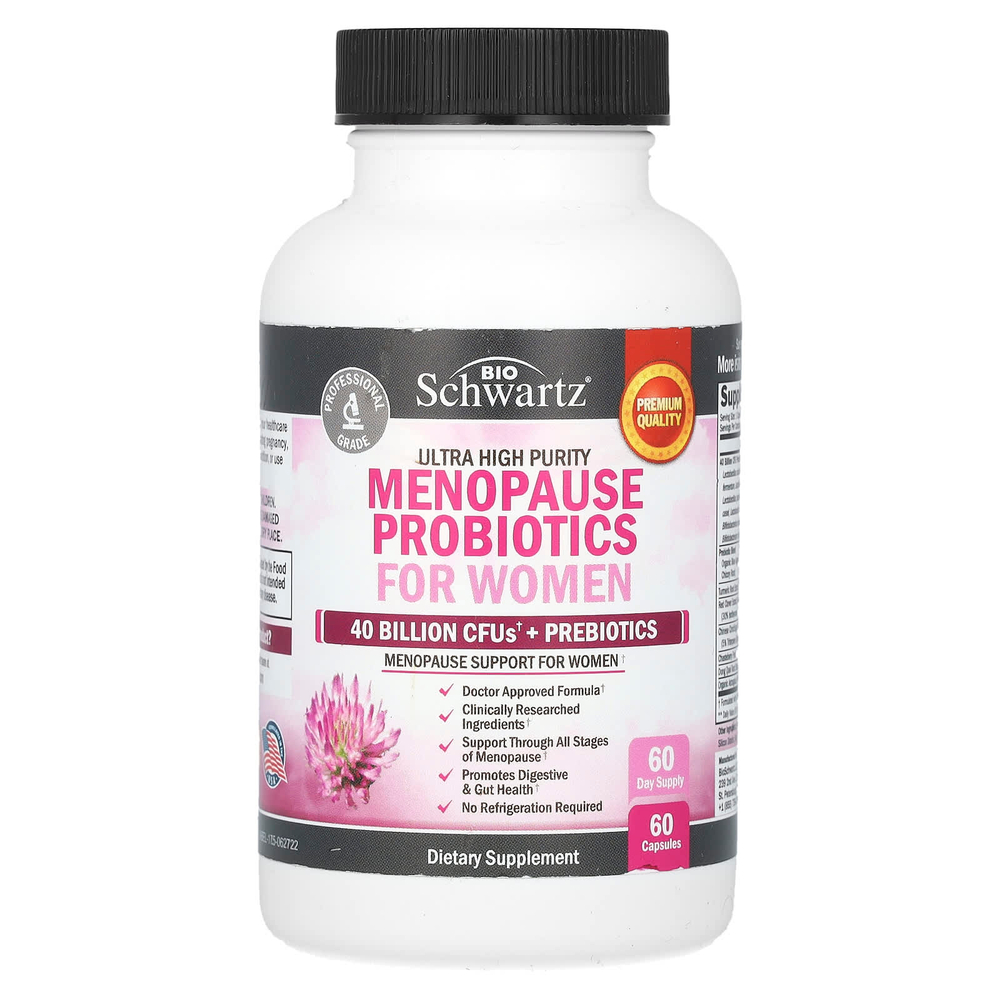 BioSchwartz, Ultra High Purity, пробиотики для женщин в период менопаузы, 60 капсул