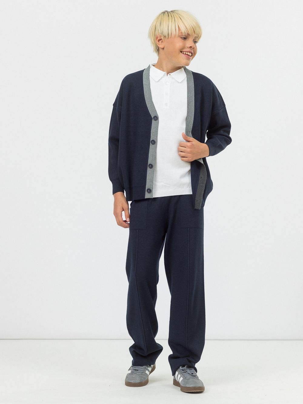 Кардиган для мальчика на пуговицах в школу AT1078 синий