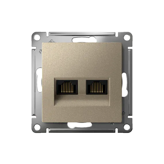 Розетка компьютерная 2-м AtlasDesign RJ45 кат.5E механизм шампань SE ATN000585