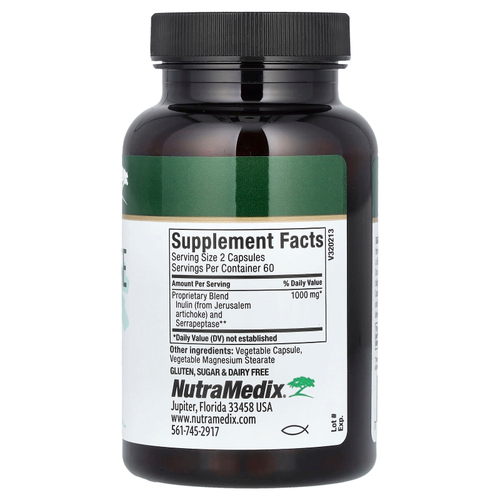 NutraMedix, Серрапептаза с инулином, 120 растительных капсул (500 мг на капсулу)