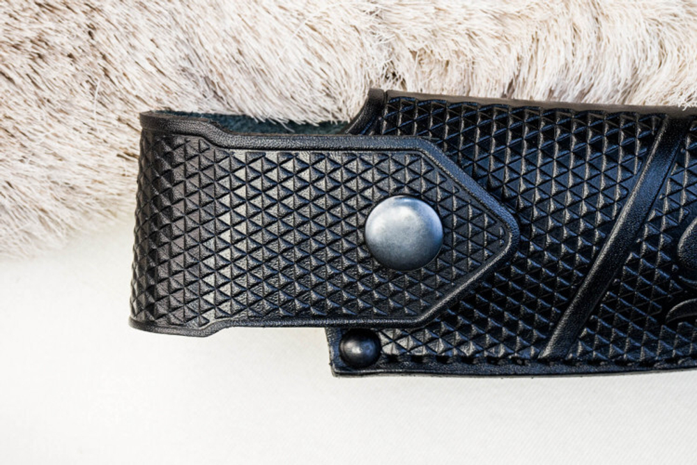 Нож Kizlyar Supreme Baikal M AUS-10Co (Cryo) SW BKH LS (StoneWash, Black Kraton Handle, Leather Sheath)