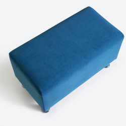 Банкетка с отделениями для тайного хранения и боковым карманом, без ящика, велюр Dream Denim (синий)