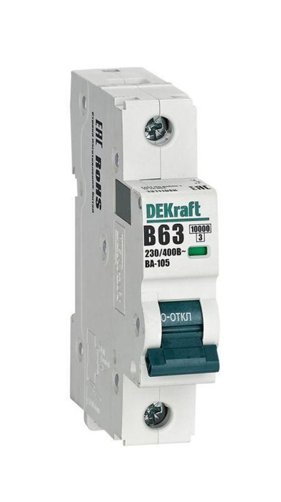 Выключатель автоматический модульный 1п B 50А 10кА ВА-105 DEKraft 13110DEK Выключатель автоматический модульный 1п B 50А 10кА ВА-105 DEKraft 13110DEK
