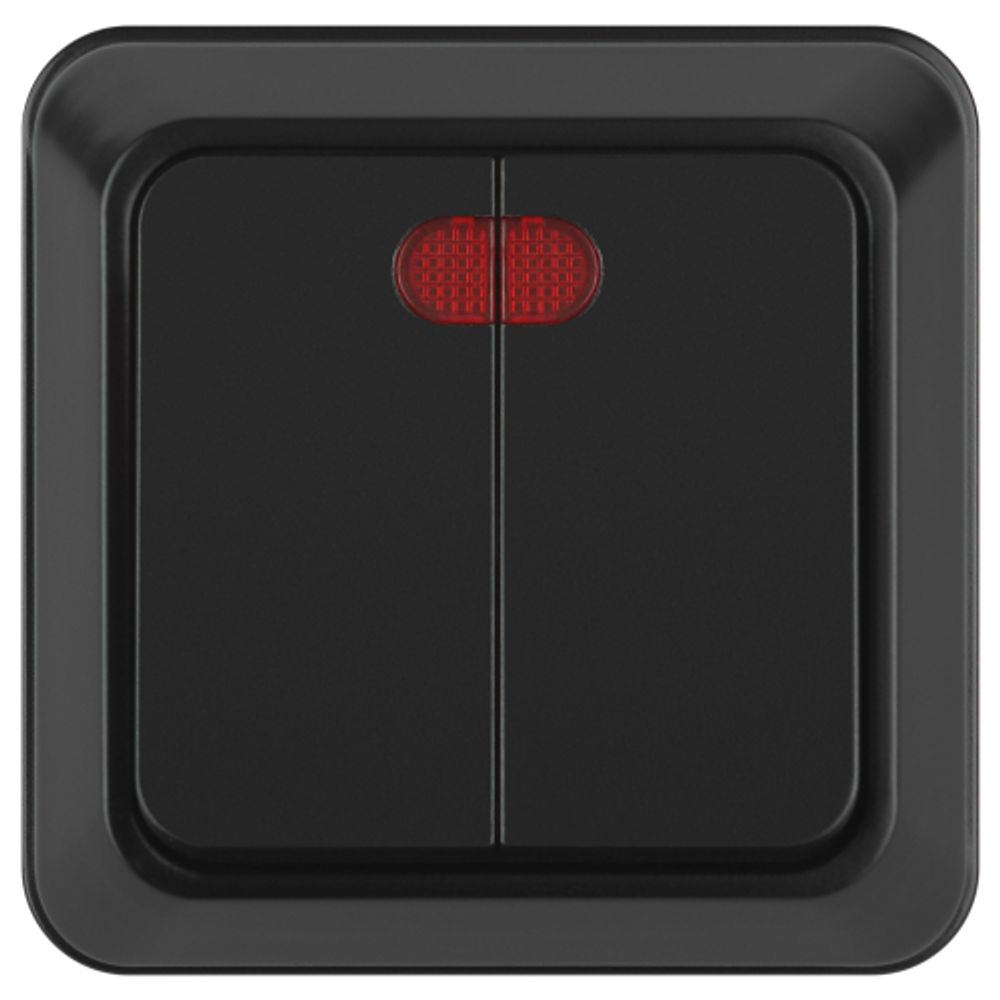 Выключатель Intro Quadro 2-105-05 двойной с подсветкой 10А-250В IP20 ОУ антрацит | Intro