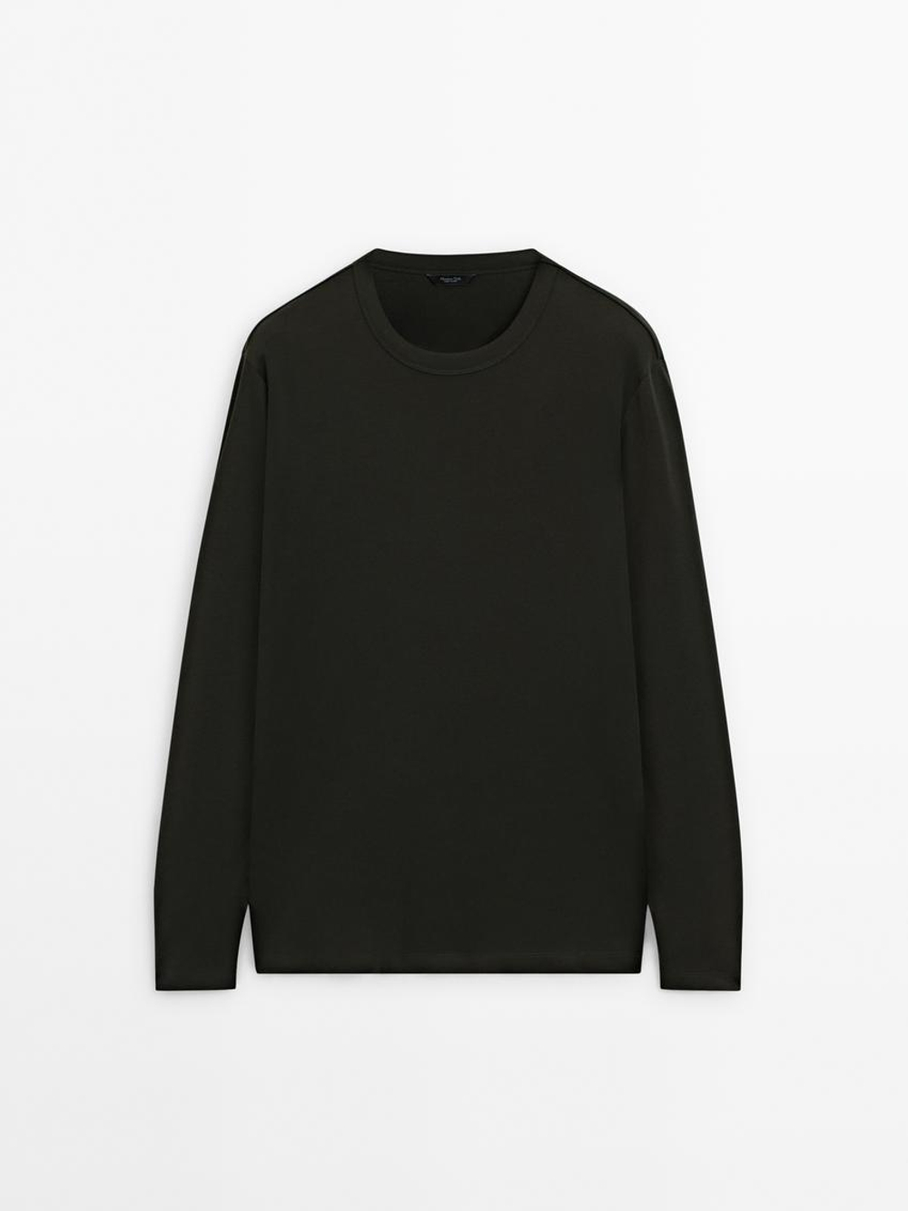 Massimo Dutti Футболка из смесового хлопка, угольный