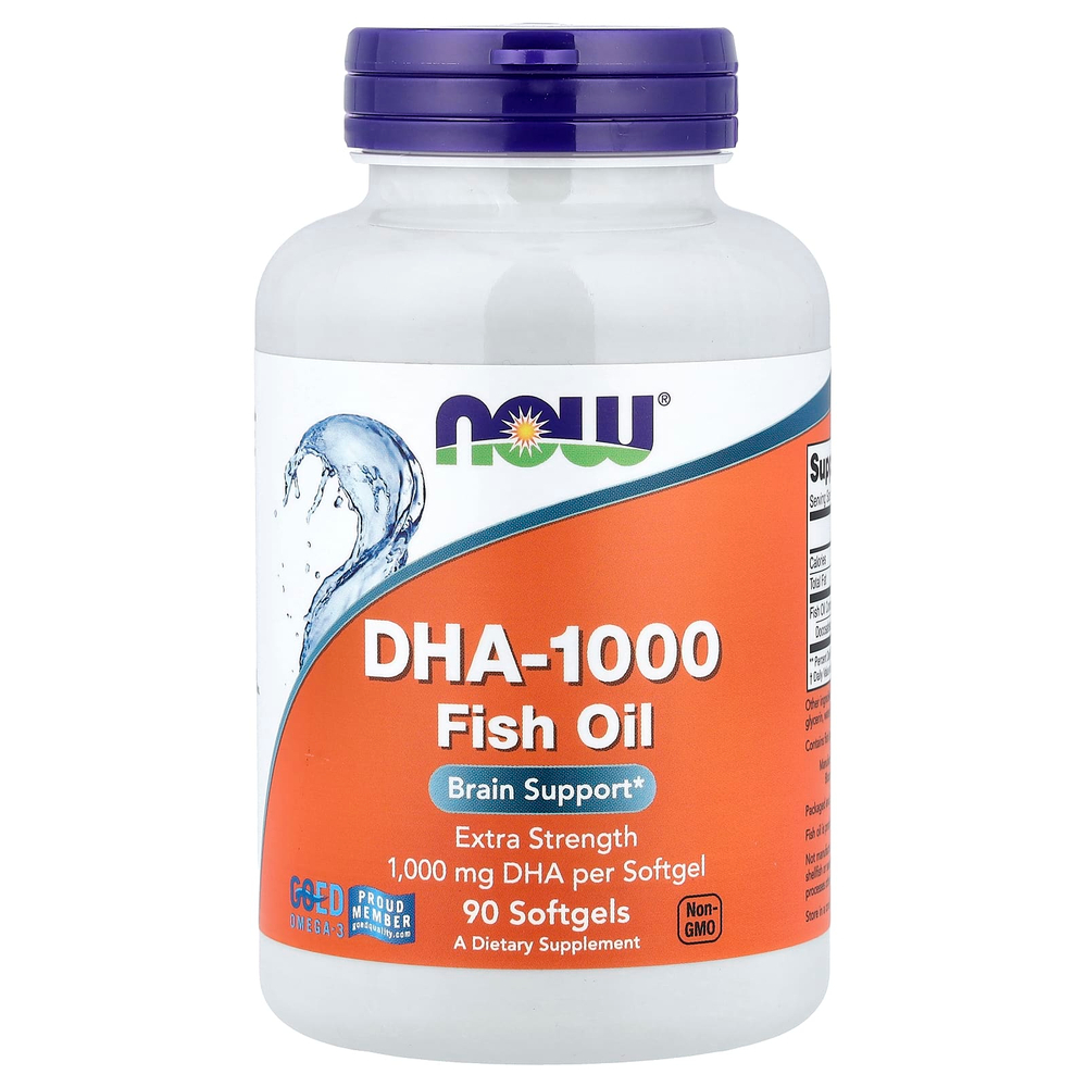 NOW Foods, DHA-1000, рыбий жир с ДГК, 90 капсул