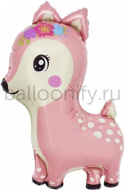 Шар (38''/97 см) Фигура, Олененок, Розовый, 1 шт.
