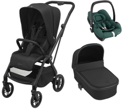 Детская коляска Maxi-Cosi Leona2 Oria 3 в 1 с автокреслом CabrioFix Essential green 1204390110 Twillic Black/1507672111 Essential Black
