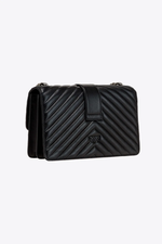 CLASSIC LOVE BAG ICON CHEVRON – black-old silver