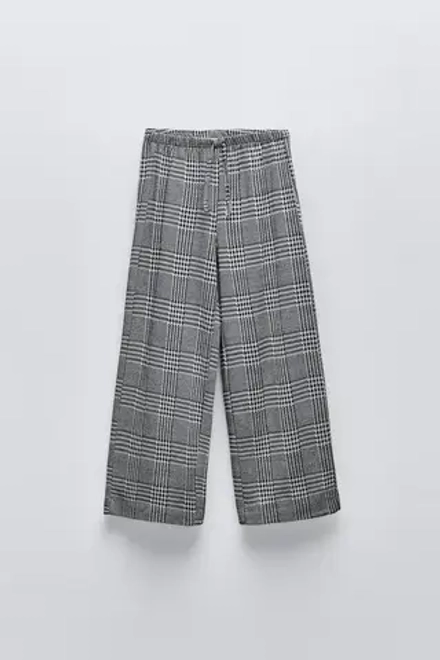 ZARA БРЮКИ С ПРИНТОМ, СЕРЫЙ