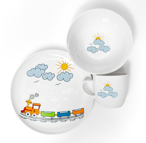 Набор детской фарфоровой посуды Train