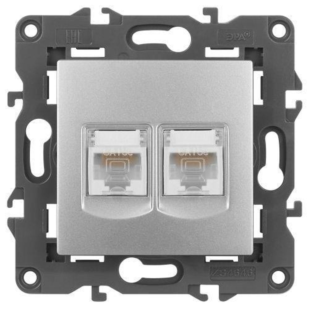 Розетка компьютерная 2-м Elegance 14-3108-03 RJ45 IP20 механизм алюм. Эра Б0034310