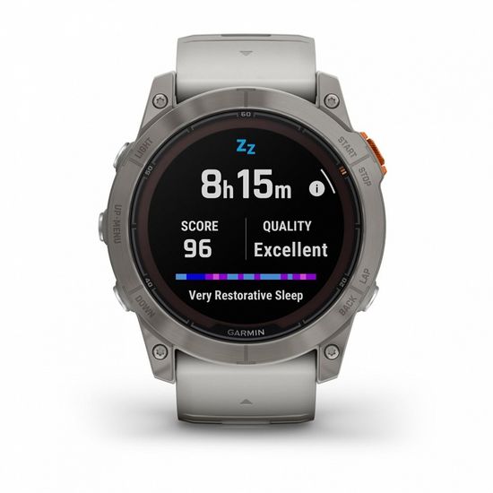 Умные часы Garmin Fenix 7X Pro Sapphire Solar Edition Титановый корпус с дымчато-серым оранжевым ремешком