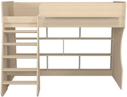 Кровать чердак Р432 Капризун 1 дуб млечный с полками
