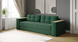 Диван раскладной Нави, изумруд/мдф дуб канадский