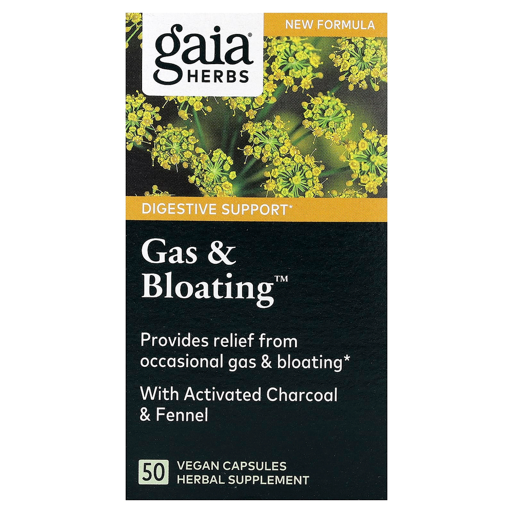 Gaia Herbs, Gas & Bloating™, 50 веганских капсул