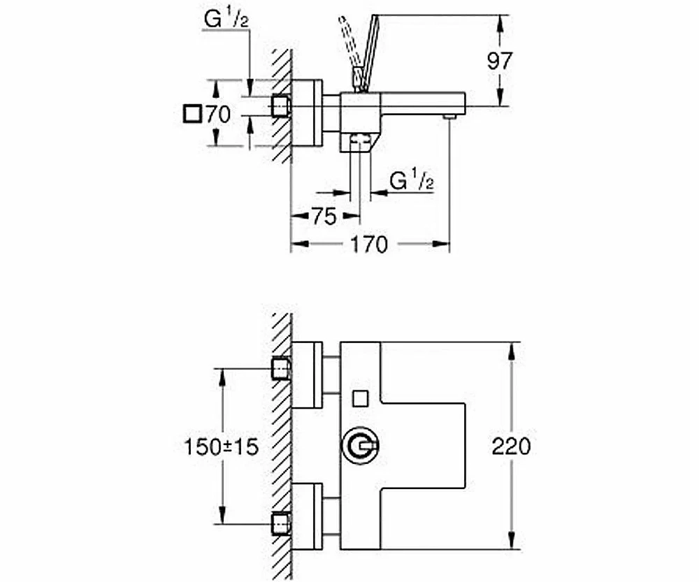 Смеситель для ванны Grohe Eurocube Joy 23666000