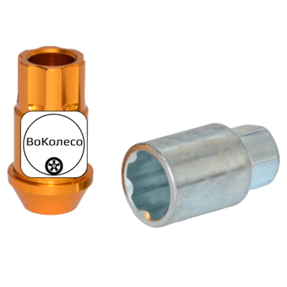 Гайка M12x1,25 (44) внешний спец алюминиевая gold 20+1 ключ (КИТАЙ) AL116