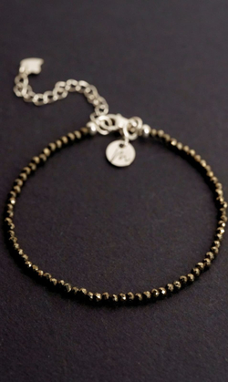 Браслет "Memo about Career" тонкий из пирита, на замочке серебро 925