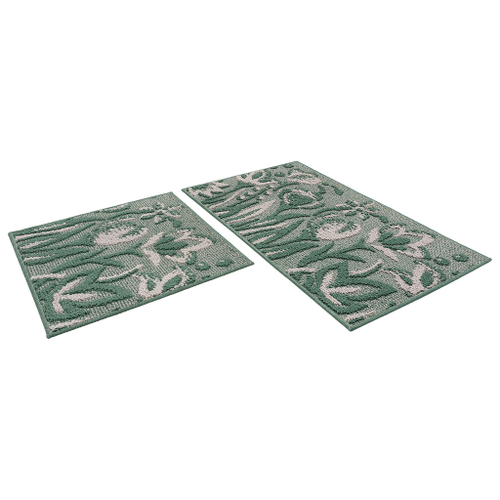 Набор ковриков д/ванной Shahintex LOOP ITALIANO  50*80+50*50 "цветы" зеленый