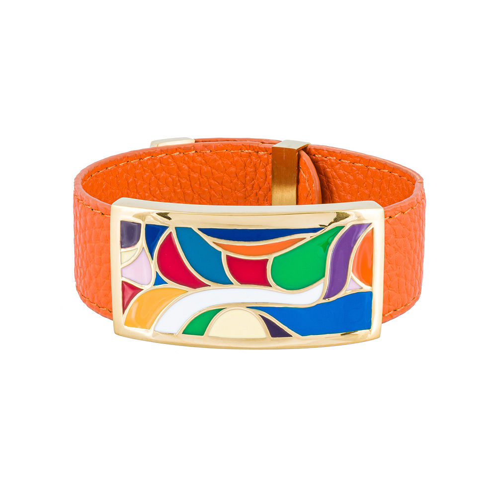 Браслет Fiore Luna на оранжевом кожаном ремешке CB13600-11