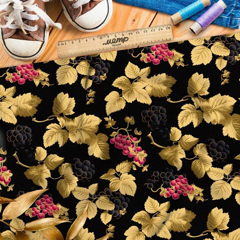 Ткань Барби золотые литья с виноградом