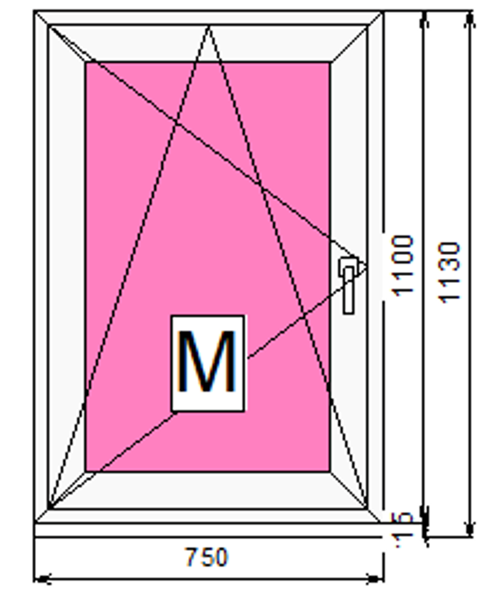 Пластиковое окно с поворотно-откидной створкой 1100 х 750 ТермА Эко + Москитная сетка
