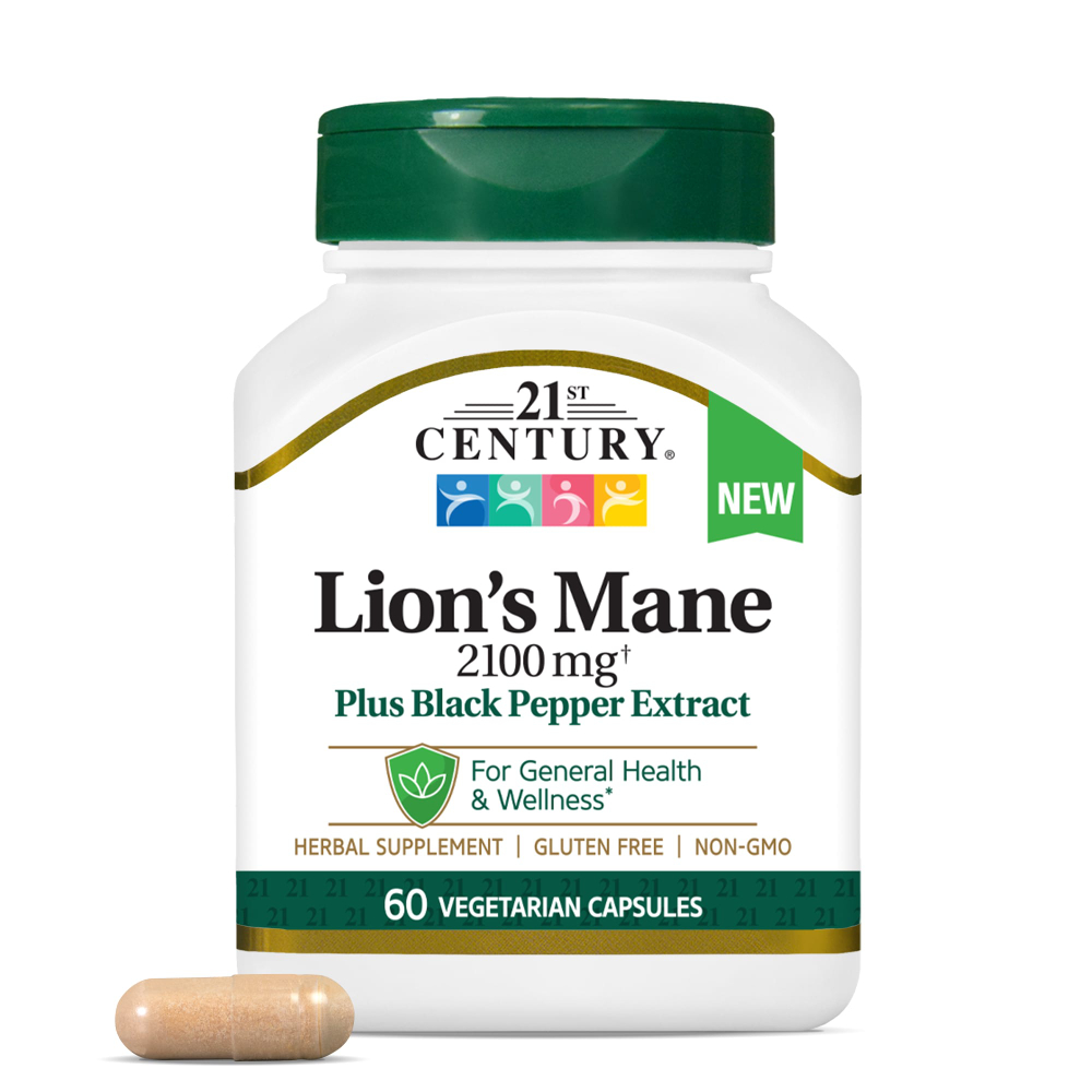 21st Century, Lion's Mane, 2100 мг, 60 вегетарианских капсул