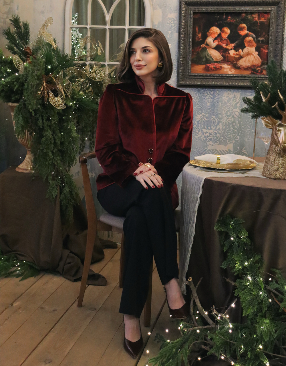 Жакет из бархата с кантом