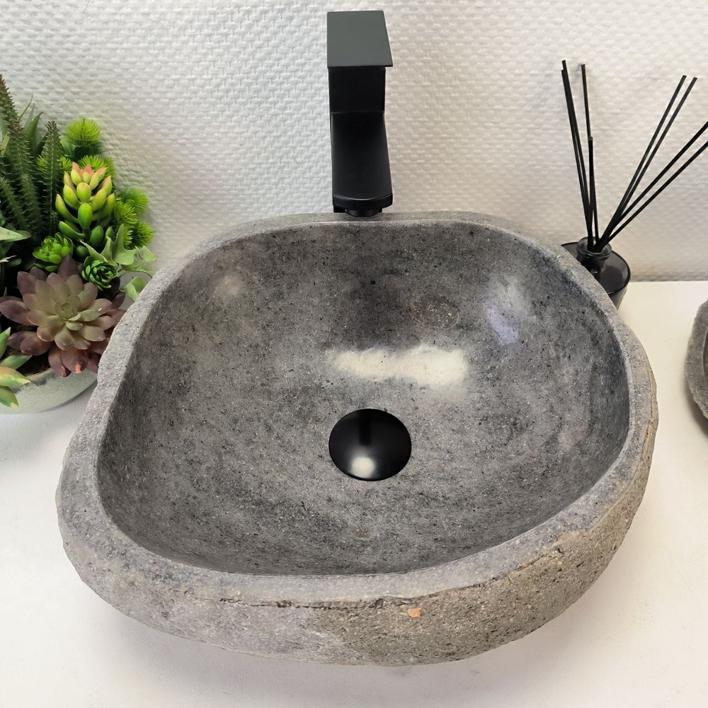 Каменная раковина из речного камня RS-63567 (38*34*15) 0122