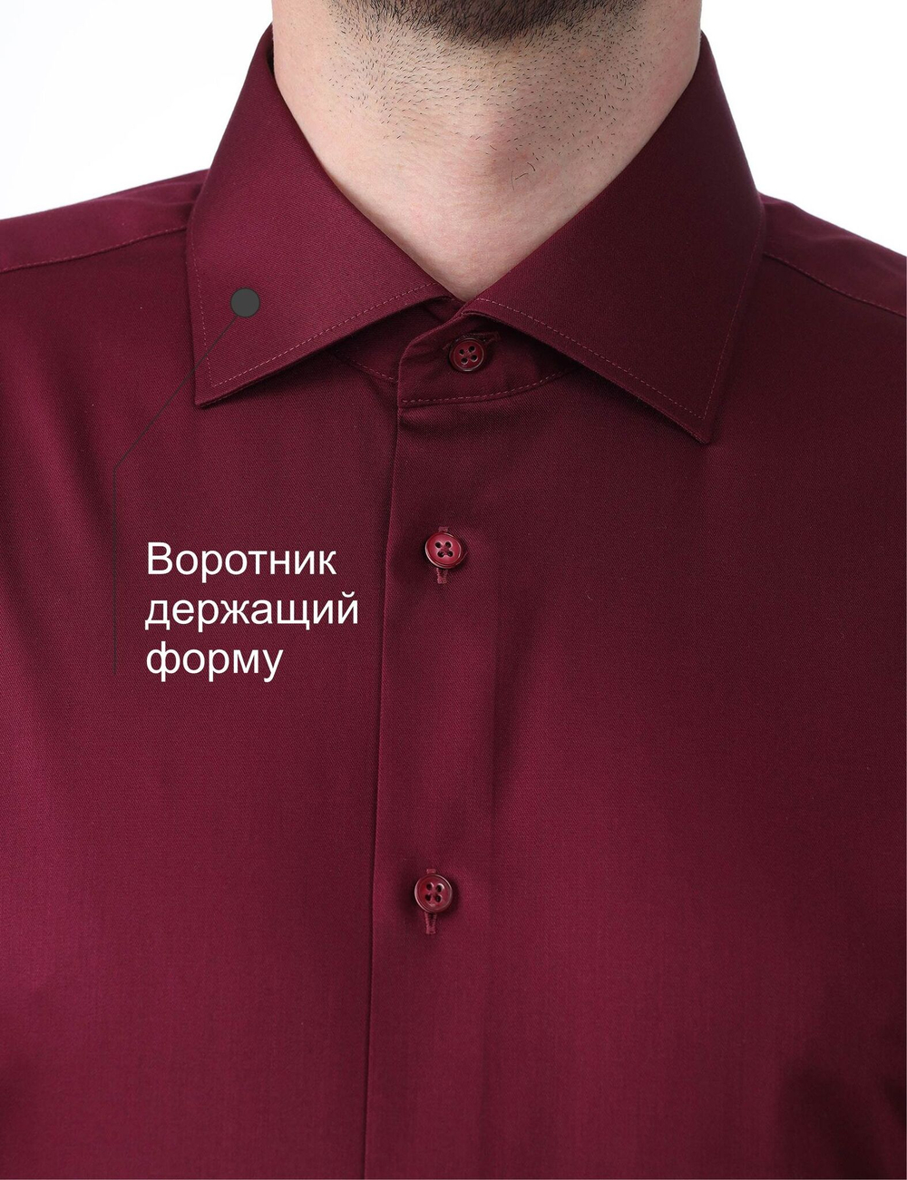 Сорочка мужская VESTER длинный рукав, цвет бордовый, бамбуковое волокно