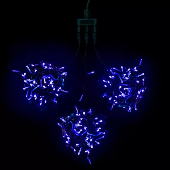 Комплект мерцающих гирлянд на деревья 60 м., 3 луча по 20 м, 24V, 600 синих LED ламп, черный ПВХ, LTC (KDD600BLW-11-1B)