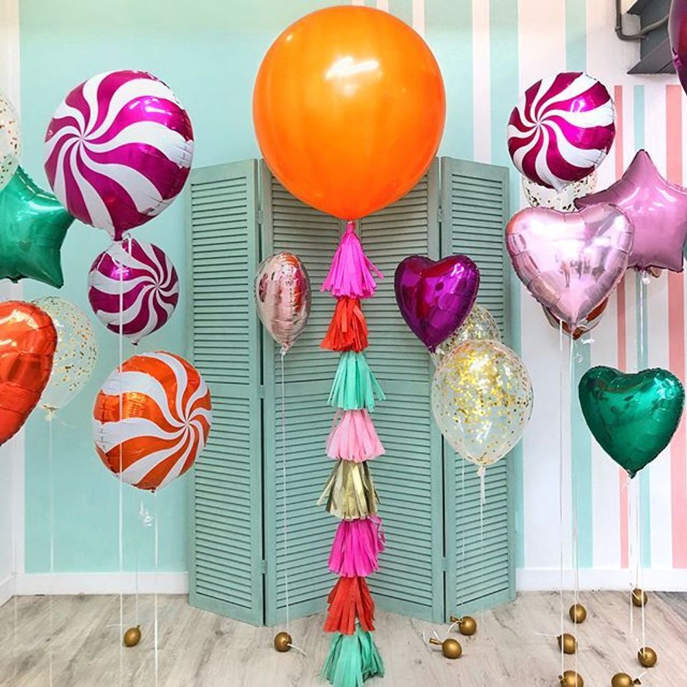 Шар (18"/46 см) Круг, Леденец, Фуше 1 шт.