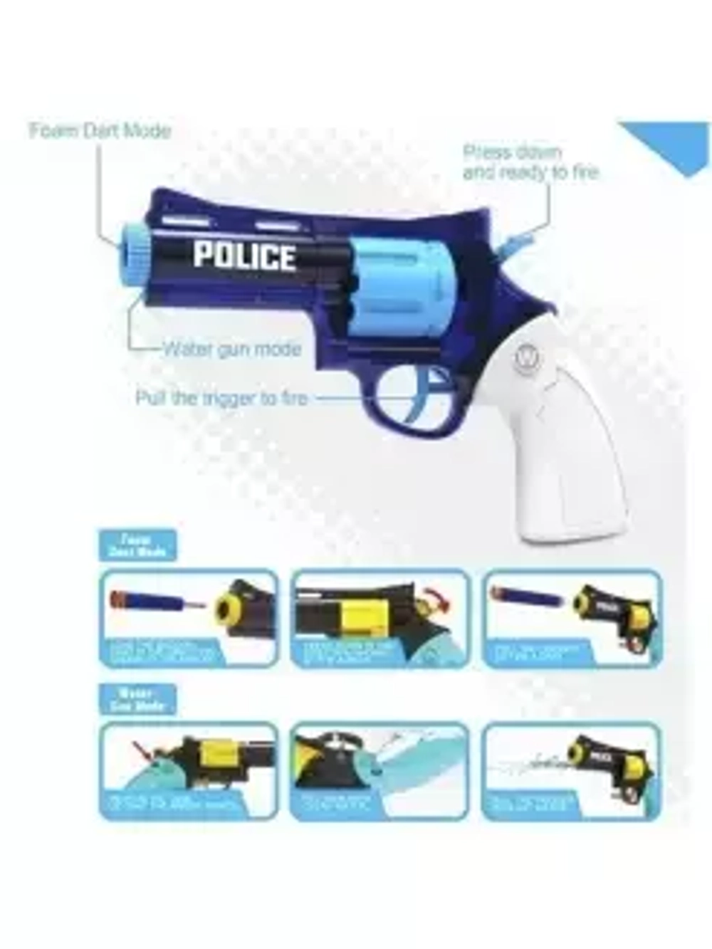 Бластер POLICE Protector"Cutie Soldier", пистолет 2 в 1, стреляет водой и мягкими патронами