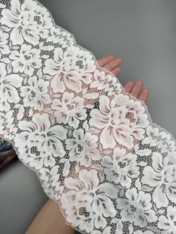 Эластичное кружево теплое белое ширина 22 см