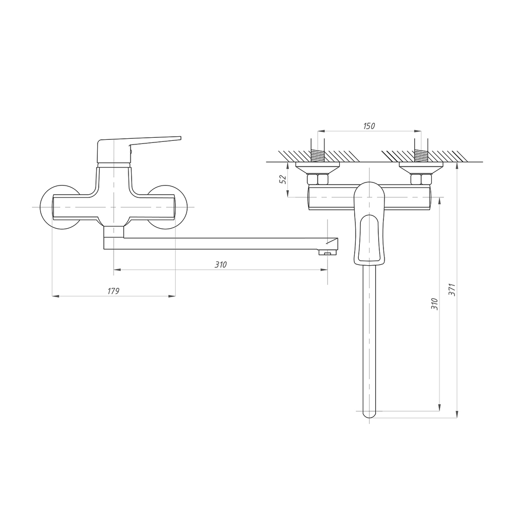 Смеситель для ванны и раковины 40к ПРОФСАН ПСМ-777-017 "ПЛЮС"  эксцентрики "ЕВРО",  ХРОМ