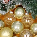 Новогодние шары «Волшебство ночи» 8 см (набор 12 шт), Золото